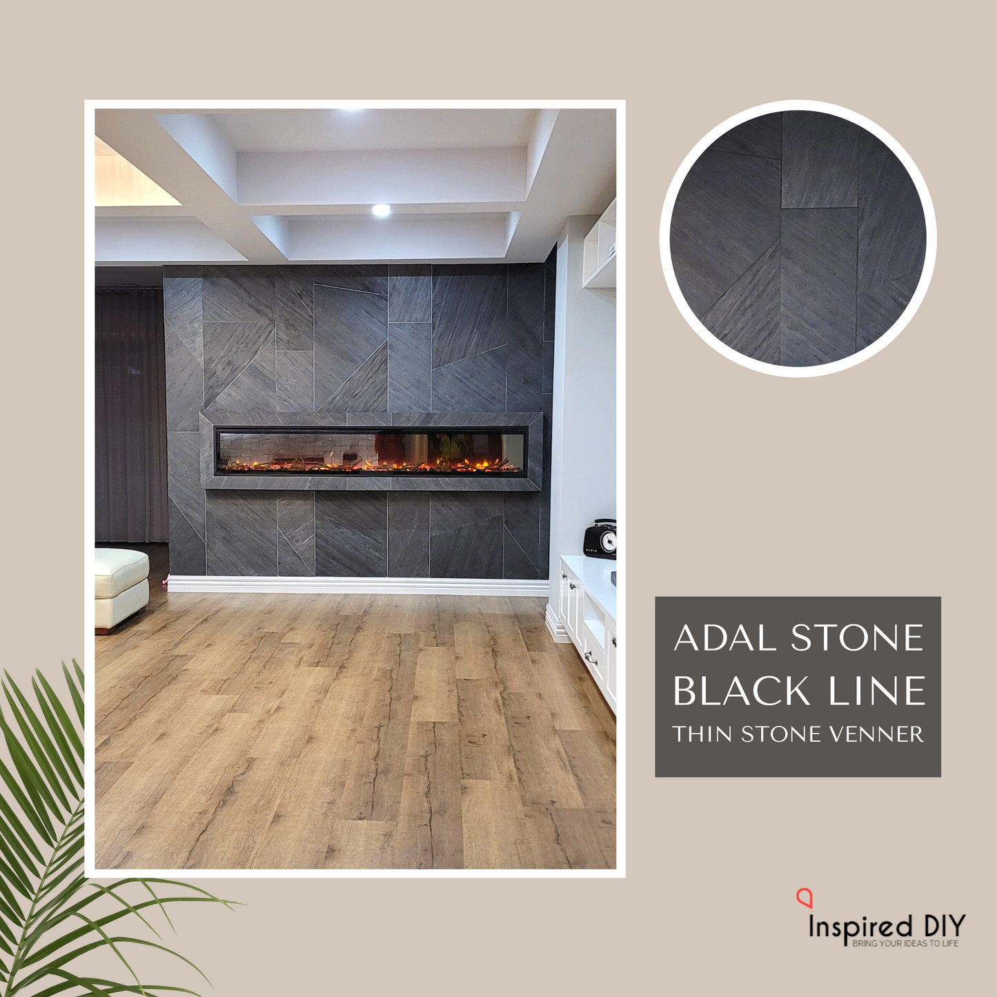 Fireplace - Adal Stone Black Line (Slim Cover)